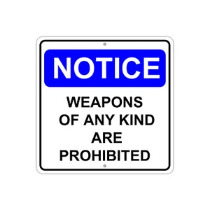 Armas de cualquier tipo están prohibidas 12"x12" portátil novedad aluminio metal letrero - Imagen 1 de 1