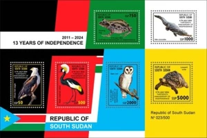 SOUTH SUDAN 2024 INDEPENDENCE S/S ANIMALS Turtle Eagle Frog Reptile FreeUSA Ship - Picture 1 of 1