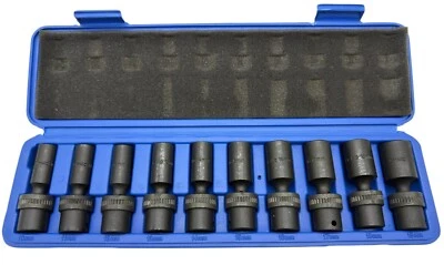 10PC 3/8" Dr Universal Swivel Deep Impact Socket Set 10-19MM PRO Radius Set - Image 1 of 2