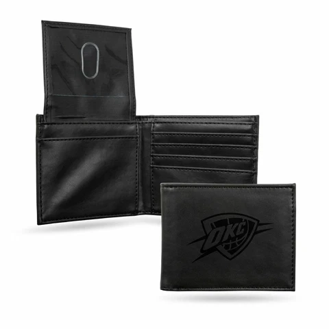 Oklahoma City Thunder NBA Laser Engraved Black Billfold Wallet Cover