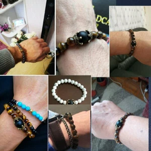 Kreative Mode Naturstein Perlen Armreif weiblich elastischen Armband Schmuck - Bild 1 von 24