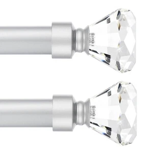 Knobelite 2 Pack 1-Inch Diameter Single Window Treatment Curtain Rod, Crystal... - Picture 1 of 6