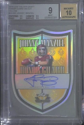 Autógrafo troquelado amarillo Leaf Valiant 2014 HG-JM2 Johnny Manziel n.º 8 de 10 BGS 9 Foto 1 de 2