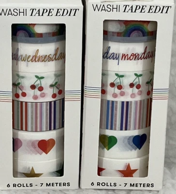 Lot of 2 The Home Edit Washi Tape Office Accessories 6-Rolls Each Multi-Pattern - Image 1 of 4