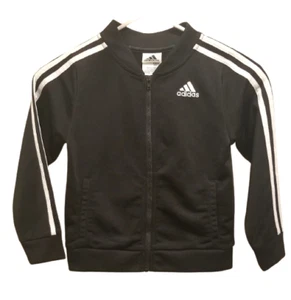 Adidas Youth Kids Size 6X Zip Up Black Sweat Coat Jacket - Picture 1 of 17