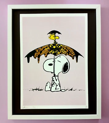DEATH NYC Signed Large 16x20in Frame Snoopy Yayoi Kusama Pop Art Graffiti COA % - Image 1 of 4