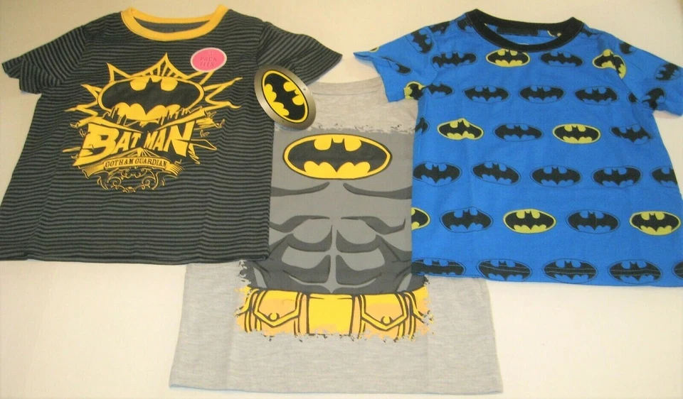 Batman Set of 3 - DC Comics Superhero T-Shirts New! Boys Size 4T Black Gray Blue - Image 1 of 1