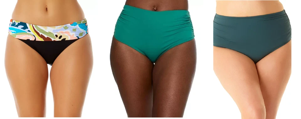 Nuevo sin etiquetas Pantalones de natación Anne Cole para mujer fruncidos bikini cintura alta S-20W $60 12HL1036 Foto 1 de 1