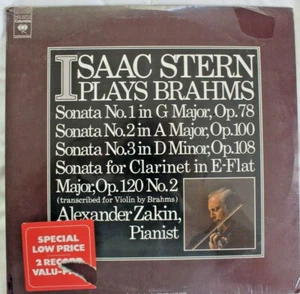 Isaac Stern Plays Brahms Sonata No. 1, 2 ,3 Zakin Pianist Double Vinyl LP NEW - Picture 1 of 2