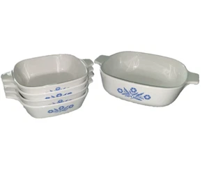 Vtg Corning Ware Petite Pans Mini Blue Cornflower Set of 5 includes 1qt Dish - Picture 1 of 7