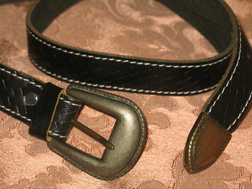 Damen-Gürtel, schwarz mit Muster, Länge: 90 cm, Frauen-Accessoire - Bild 1 von 4