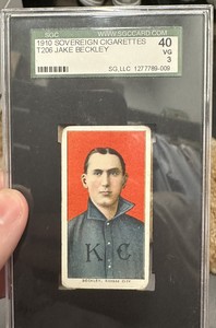 1910 T206 Sovereign 350 Jake Beckley SGC 3 HOF Centered Rare Off-Back Combo