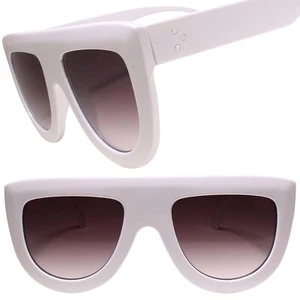 Hip Hop Dapper Clubbing Flat Top 90s Hip Mens Womens White Sunglasses - Picture 1 of 4