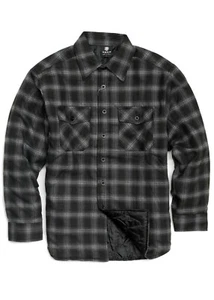 YAGO Para Hombre Chaqueta Informal a Cuadros de Franela con Botones Negra/Carbón H1 (S-5XL) - Imagen 1 de 3