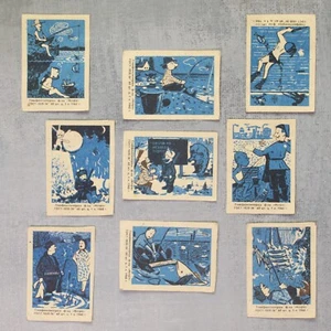 Underwater hunting fishing Match labels USSR 1968 stickers matchbox SET 9 🐸 - Picture 1 of 2
