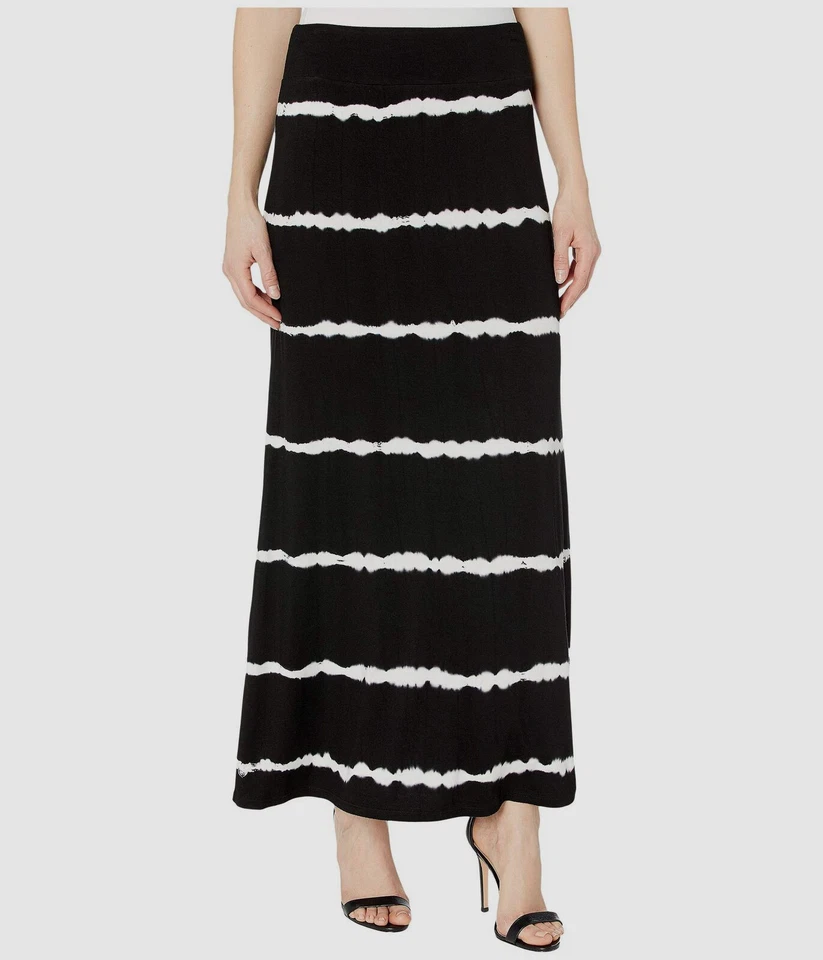 $130 Karen Kane Women's Black White Tie-Dye Striped Maxi Skirt Size XS - Imagem 1 de 1