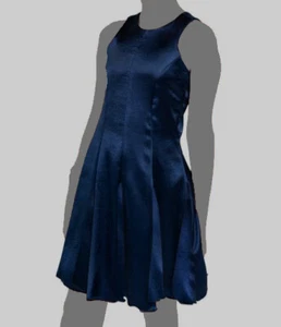 $152 Zoe LTD Kids Girls Blue Sleeveless Satin Round Neck Fit Flare Dress Size 8 - Picture 1 of 2
