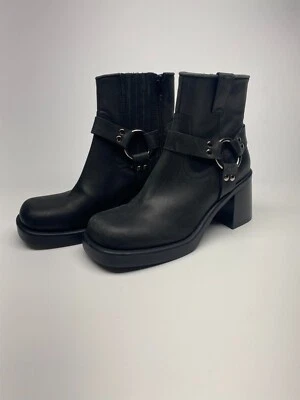 Botas de montar Jeffrey Campbell para mujer de cuero con tacón negro talla 9 Foto 1 de 4