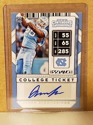 Jason Strowbridge 2020 Contenders College Ticket Autograph Miami Dolphins DE - Image 1 of 2