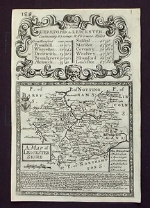 LEICESTERSHIRE COUNTY MAP, BRITANNIA DEPICTA, original antique map, Bowen, 1720 - Picture 1 of 2
