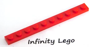 12 LEGO Red Plate 1 x 10 (4477) - (12 Pieces) - Picture 1 of 1