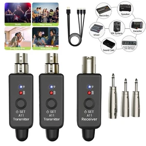 Wireless XLR Adapter System Dual Transmitter & Receiver for Mic Guitar Mixer USA - Picture 1 of 15