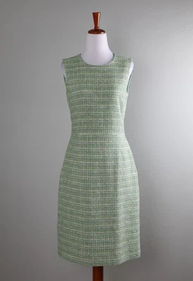 BROOKS BROTHERS Red Fleece $158 Green Tweed Sleeveless Lined Sheath Dress Size 4 - Image 1 of 4