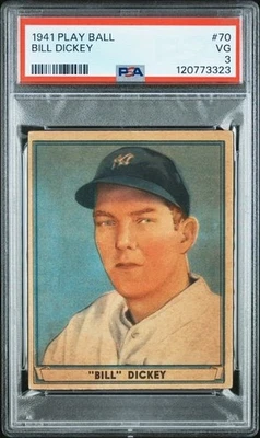 Bill Dickey 1941 Play Ball #70 - PSA 3 - Salón de la Fama de los Yankees - Recién graduado Foto 1 de 2