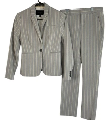 Conjunto de traje de dos piezas a rayas Banana Republic para mujer talla 00P blazer y pantalón Foto 1 de 4