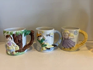 Set Of 3 JSNY Vintage Mugs Cinderella Peter Pan Little Red Riding Hood - Picture 1 of 6