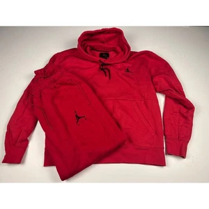 Nike Jordan Red Fleece Hoodie Sweatshirt Pants Set Men's Size L - Picture 1 of 23