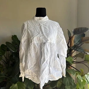 LUNAR FOX Linen Blouse Top Size 14 Long Sleeve Gorgeous Rrp$189 High Neck - Bild 1 von 11