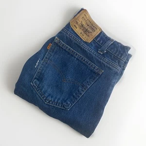 Jeans vintage Levi's 505 arancione tab uomo taglia 36x32 vestibilità regolare difetto dritto - Foto 1 di 10