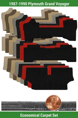 Conjunto de tapete Velourtex personalizado para '87-90 Plymouth Grand Voyager (3 peças) #114S - Imagem 1 de 4