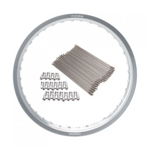 Kit de llantas y radios traseros Tusk Impact 19 x 2,15 plateados 1487490012 Foto 1 de 1