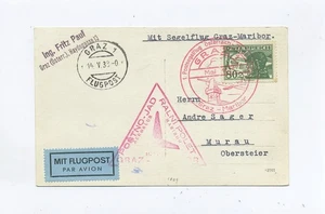 1933 Österreich, Photokarte Luftpost Segelflugpost Graz - Maribor nach Murau - Bild 1 von 2