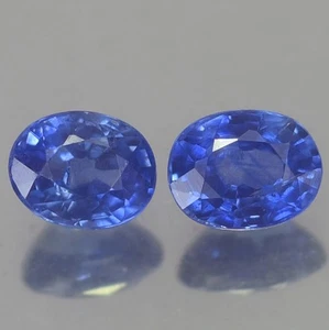 0.78CT CHARMING AA PAIR OVAL HEATED ONLY CEYLON BLUE SAPPHIRE NATURAL - Picture 1 of 3