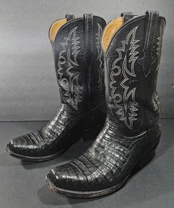 Lucchese Handmade Classics Boots Ultra Belly Caiman Black 7-Toe/4-Heel 10.5EE - Picture 1 of 24