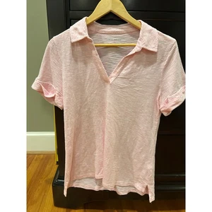 Talbots Pullover rosa weiß gestreift Gr. M Baumwolle/Modal Stoff luftig Coastal - Bild 1 von 5