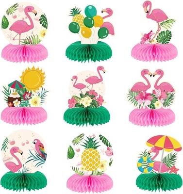9 Piezas Centros de Mesa Flamenco Nido de Abeja Decoración Fiesta de Cumpleaños Decoraciones Foto 1 de 4