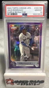 2022 Topps Chrome Update Julio Rodriguez Purple Rookie Card Refractor PSA 10 - Picture 1 of 2