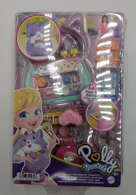 NEW 2021 Polly Pocket Zen Cat Restaurant Compact Toy Mattel 12 Pop And Swap - Image 1 of 2