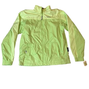 Cabelas Jacket Waterproof Windbreaker Hooded Lined Green Women’s L Large DISCONT - Picture 1 of 8
