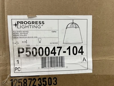 Colgante de níquel pulido de 3 luces Progress Lighting Galley con pantalla de lino Foto 1 de 2