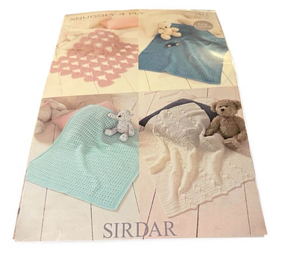 Sirdar Snuggly 4 Ply Pattern Easy Crochet Baby Blanket Pattern 1422 - Image 1 of 1