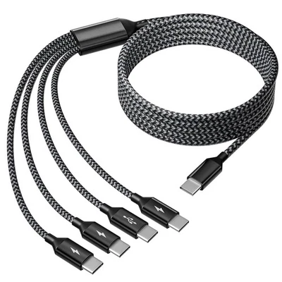 USB C Splitter Multi Charging Cable, Dual Type C Charger Cord,4 in 1 Multiple - Image 1 of 3