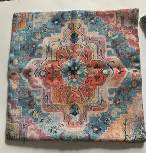2 Boho Pillow Cases Cover  17” X 17” Hidden Zipper Muted Colorful Soft Geometric - Picture 1 of 15