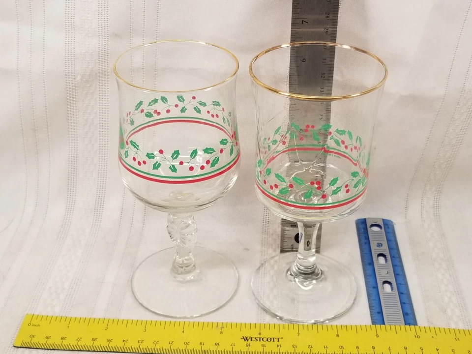 2 copas vintage 1985 Arbys colección de Navidad Holly Berry borde dorado Foto 1 de 1