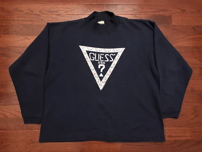 ЖЕНЩИН 1988 GUESS ДЖИНСЫ НАСМЕШЛИВЫЙ ШЕИ ТОЛСТОВКА ЖЕНЩИН СРЕДНИЙ СИНИЙ ВИНТАЖНЫЙ 80-х e - Изображение 1 из 4