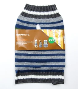 Vibrant Life Pet Striped Knit Sweater "Boss Man" Dog Size XXS 3-7 LB - Picture 1 of 8